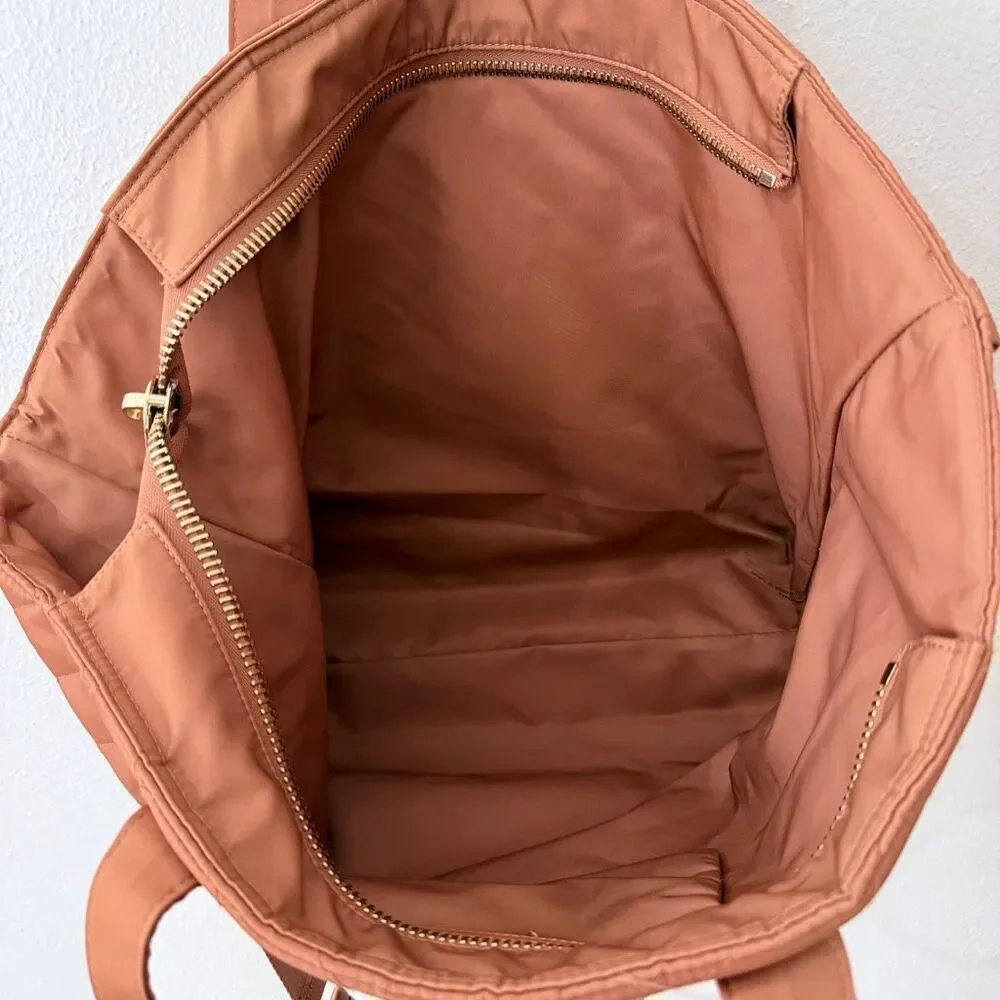 Stoney Clover Lane Desert Dreams Quilted Puffy Tote Bag Large Tan Orange